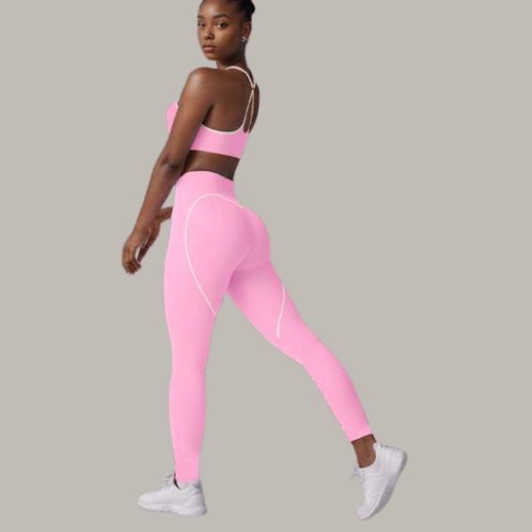 Two-Piece Set Women's Solid Crop Sports Bra & High Waist Leggings