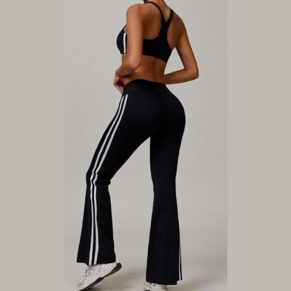 Women's Side Stripe High Waist Sports Flare Leg Leggings