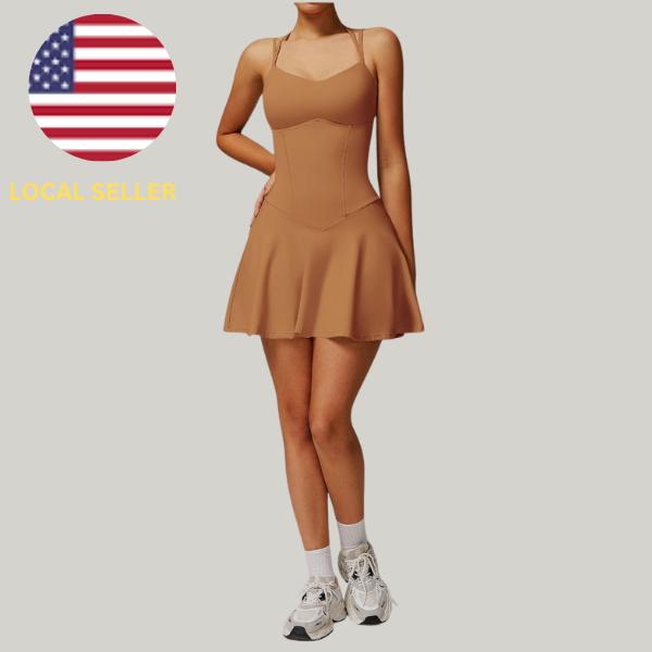 Women's Built-in Bra Workout Dress Adjustable Straps