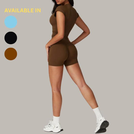 Two-piece Set Women's Solid Crop Top & Skinny Shorts