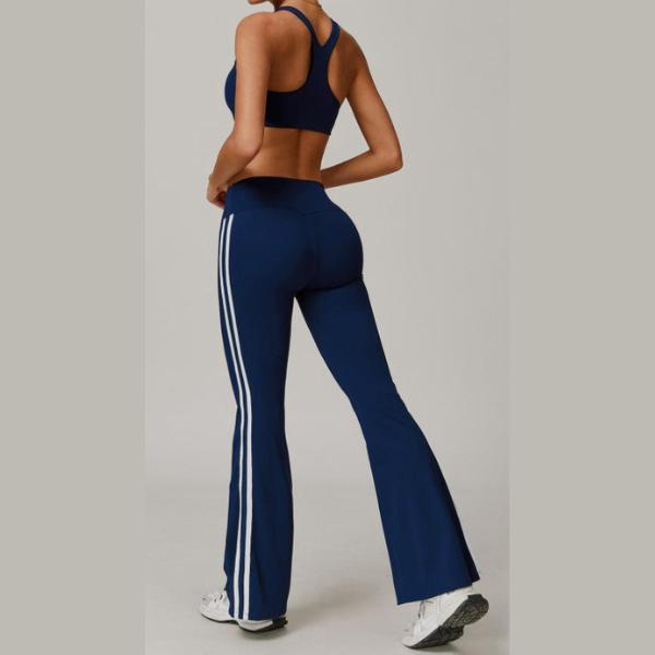 Women's Side Stripe High Waist Sports Flare Leg Leggings