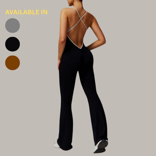Women's Ruched Flare Leg Jumpsuit