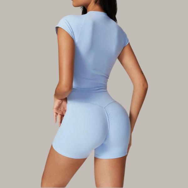 Two-piece Set Women's Solid Crop Top & Skinny Shorts
