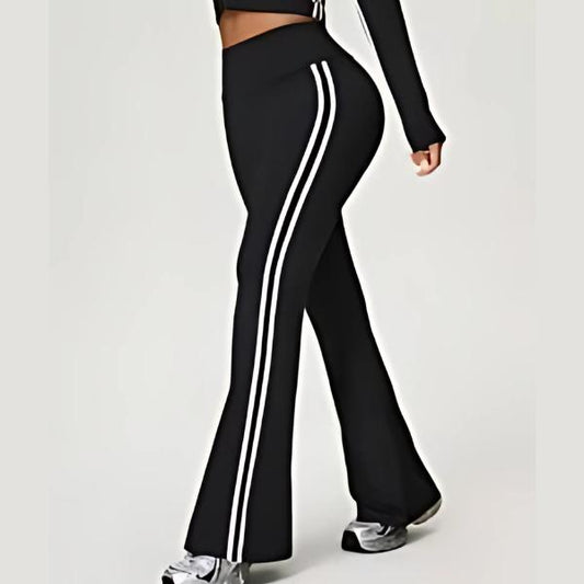 Women's Side Stripe High Waist Sports Flare Leg Leggings