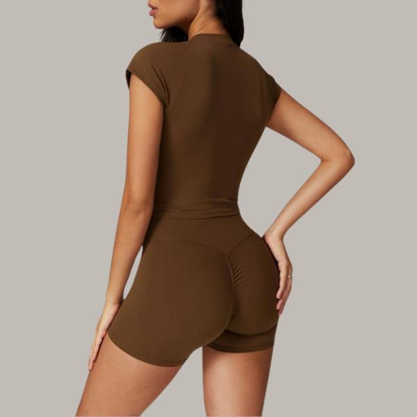 Two-piece Set Women's Solid Crop Top & Skinny Shorts