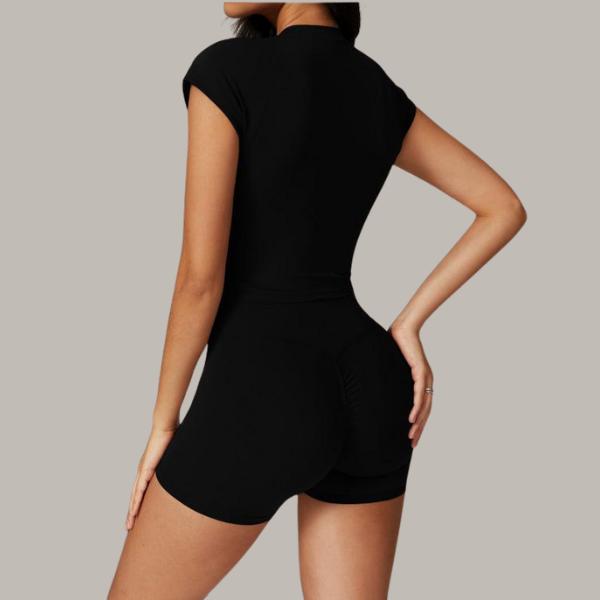 Two-piece Set Women's Solid Crop Top & Skinny Shorts
